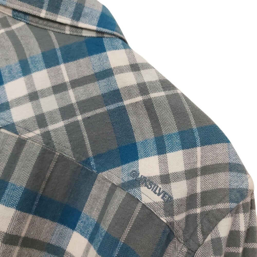 Quiksilver Waterman Mens Small Green Flannel Shirt Plaid Tailored Fit Casual - Picture 7 of 12